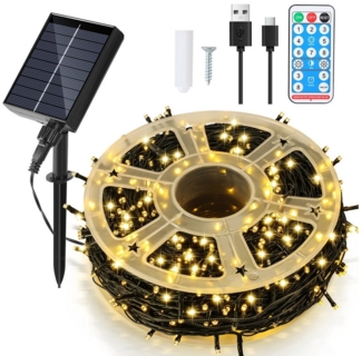 Clanmacy LED-Lichterkette 80M 800 LED Solar Lichterkette Solarleuchte Außen Garten Warmweiß, Wasserdicht
