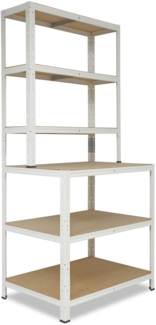 shelfplaza HOME 190x90x60 cm Werkbank Regal in weiß mit 6 Böden und 145 kg Traglast pro Boden