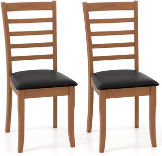 Holz-Esszimmerstuhl-Set aus 2 modern gepolsterter Küchenstuhl mit Gummibaumholz-Beinen Schwarz