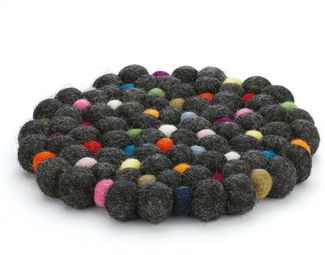 Untersetzer LANA NERO rund, Schafwolle