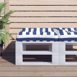 vidaXL Palettenkissen Blau Weiß Gestreift 60x60x12 cm Stoff 360462