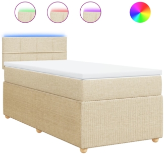 vidaXL Boxspringbett mit Matratze Creme 80x200 cm Stoff 3289588