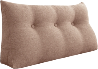 VERCART Großes Keilkissen, Langes Lesekissen, Bettruhe Rückenkissen, Dreieckiges Liegekissen, Dekoratives Kopfteilkissen für Tagesbett oder Tiefes Sofa, Leinenmischung Erröten, 100cm