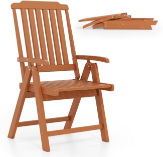 Gartenstuhl klappbar Hochlehner Klappstuhl aus Kunststoff wetterfester Balkonstuhl in Holzoptik Terrassenstuhl bis 150 kg belastbar Braun