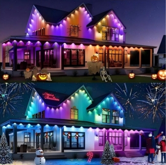 PRIISF LED-Streifen Permanente Dachrandbeleuchtung LED Smart RGB Weihnachten Trauflichter, Dachrandbeleuchtung LED Strip für Traufe, Dach, Garten, Party Deko