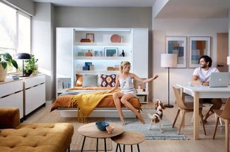 Compleo Schrankbett Horizontal Wandklappbett Lenart Bed Concept Schrankklappbett (mit LED)