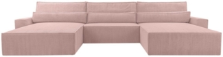 MOEBLO Wohnlandschaft DENVER U, Eckcouch aus Cordstoff Ecksofa U-Form Cord Sofa Couch Polsterecke U-Sofa - 410x85x200cm, mit Bettkasten und Schlaffunktion