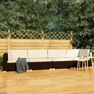 vidaXL 4-tlg. Garten-Sofagarnitur mit Auflagen Poly Rattan Braun 47269