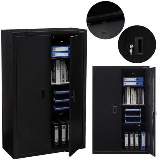 Arebos Aktenschrank Büroschrank Materialschrank Stahlschrank 140 x 90 x 40 cm (Stück, schwarz)