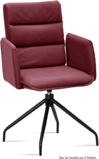 Armlehnstuhl drehbar (8er-Set) Donica 52 x 92 x 60 Schwarz/Marsala