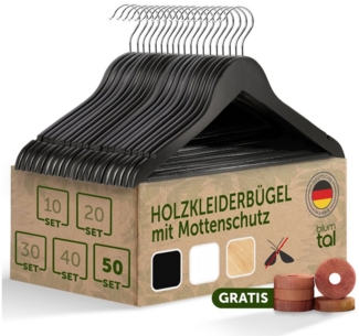 Blumtal Kleiderbügel Kleiderbügel Holz mit 360° drehbarem Metallhaken, (50-tlg), Zedernholz Mottenschutz mit Anti-Rutsch-Schicht & Einkerbungen