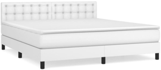 vidaXL Boxspringbett mit Matratze Weiß 180x200 cm Kunstleder 3141138