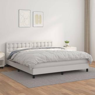 vidaXL Boxspringbett mit Matratze Weiß 180x200 cm Kunstleder 3141138