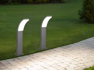 2er Set moderne LED Wegeleuchten aus Aluminium in Anthrazit, Höhe 60cm