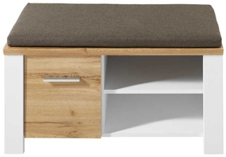 Bank vito Materio, Holzwerkstoff, Kunststoff, Weiß, Holzfarben, 90 x 50 x 39 cm