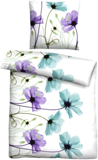 Traumhaft schlafen - Castell - Markenbettwäsche Mikrofaser Seersucker Bettwäsche 0260982 BLUME, viola, 1x 135x200 cm + 1x 80x80 cm