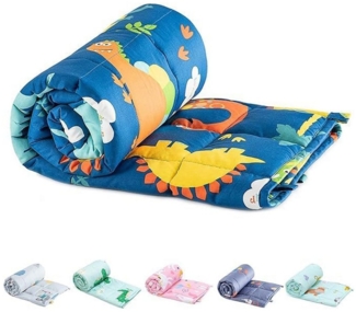 SiviO Gewichtsdecke Kinder Therapie-Bettdecke Weiche Kuschelige Bettdecke, für natürliche Erholung und Schlaf, 90×120cm, Blau Dinosaurier, 1.3kg