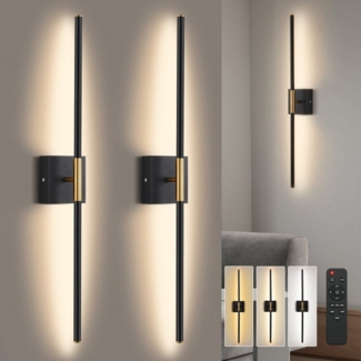 LMaxhome LED Wandleuchte Akku Wandlampe mit Fernbedienung Innen 10000mAh 72CM Kabellose Dimmbar, 2 Stück, LED fest integriert, 3000 K/4000 K/6000 K, 360° Drehbare Wiederaufladbar, 8W, Timing-Funktionen, Treppenhauslampe