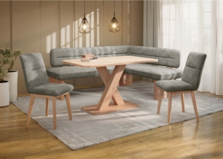 Home affaire Eckbankgruppe Louise + Miles Essecke Sitzgruppe Eckbank Küchenbank, (Set, 4-tlg, 4er), Sitzgruppe Esszimmer Stühle Tisch und Bank bequem gepolstert