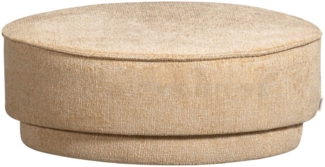 Hocker Pearl aus Melange-Stoff Ø 80 cm, Butter