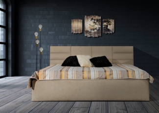 Halmon Schlafkomfort Betten Polsterbett Madera (Mit Stauraum unter der Liegefläche, erhältlich in 6 Größen und 5 modernen Farben mit oder ohne Matratze), 100 cm Kopfteilhöhe, inkl. Lattenrost bei Ausführung mit Matratze