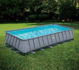 Summer Waves Elite Frame Pool | Aufstellpool rechteckig | Komplettset | Grau | 732x366x132 cm