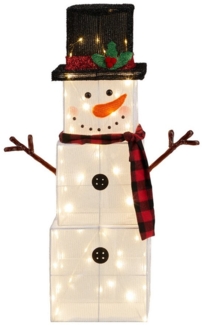 VINGLI LED Dekofigur Weihnachtsdeko aussen & innen, LED Schneemann, 75 LEDs fest integriert, Warmweiß, Würfel-Schneemann, Höhe ca. 92 cm