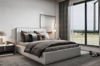 Polsterbett Doppelbett ELIOS in Stoff Brooklyn Hellgrau 120x200cm