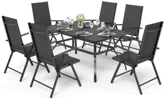 PHI VILLA Garten-Essgruppe, (6 Verstellbar mit 7 Sitzpositionen Gartenstühle klappbar, Terrassenmöbel Balkonmöbel Gartengarnitur Gartenmöbel Set), Wetterfest Garten Sitzgruppe