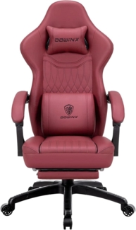 Gaming Stuhl mit Massage und Fußstütze, Ergonomischer Bürostuhl Rot