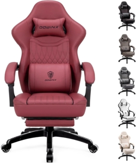 Gaming Stuhl mit Massage und Fußstütze, Ergonomischer Bürostuhl Rot