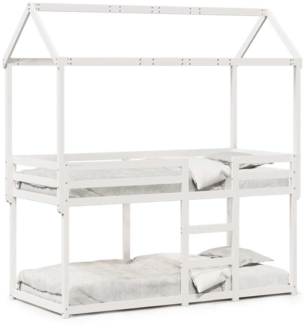 vidaXL Etagenbett mit Dach Weiß 90x190 cm Massivholz Kiefer 3282125