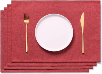 Leinen-Tischdecken-Set in Rotwein-Optik – 4-teilig, Baumwolle, Bordeaux – 30 x 46 cm