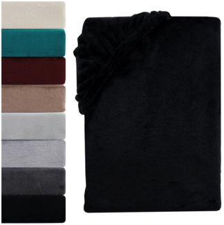 Visaggio Spannbettlaken Cashmere Touch Winter Spannbetttuch Super Soft Bettlaken, Nicki, Gummizug: rundum, Flauschig warmes Teddyplüsch, Einfarbig