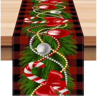 LAPAPRO Tischläufer Weihnachtlicher Leinen Tischläufer Druck, Festliche Tischdekoration