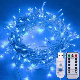 Qualra Lichterkette 50/100LEDs Außen Innen Lichterkette USB 8 Modi Weihnachtsbeleuchtung, 5/10M Wasserdicht Dimmer Timer Fernbedienung Weihnachtsdeko für Party