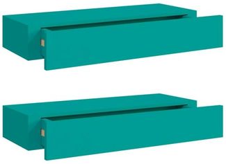 vidaXL Wandregale mit Schubladen 2 Stk. Blau 60x23,5x10 cm MDF 330268