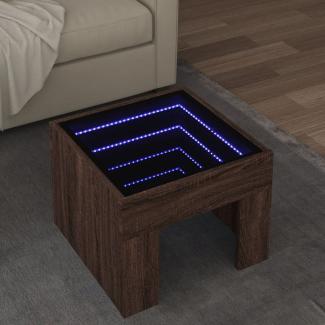 vidaXL Couchtisch mit Infinity-LED Braun Eichen-Optik 40x40x30 cm 847601