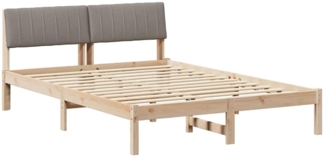 vidaXL Bettgestell Braun und Taupe 135 x 190 cm Massivholz Kiefer 878692