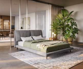 Polsterbettgestell Cusino 140x200 cm Mikrofaser Grau