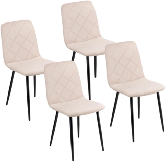 Baroni Home Set mit 4 modernen Stühlen mit Samtbezug und schwarzen Eisenbeinen, Sessel für Wohnzimmer, Schlafzimmer, Esszimmer, 52 x 44 x 85 cm, Beige