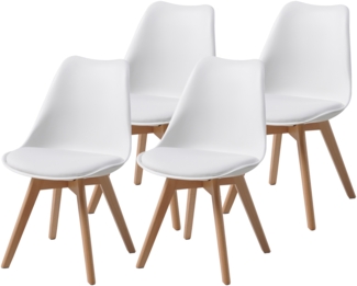 Albatros Esszimmerstühle AARHUS, mit Beinen aus Massiv-Holz 4-er SET, weiss / buche