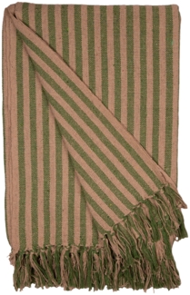Decke Überwurf Streifen Design 100% Baumwolle 130x180 cm Skandinavisch Grün/Creme