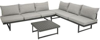 Funktions-Loungeset Sitzgruppe Eckgruppe Aluminium, 3-teilig