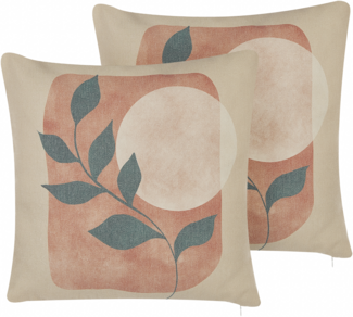 Kissen 2er Set Abstraktes Muster CALLIOPSIS 45 x 45 cm Weiß