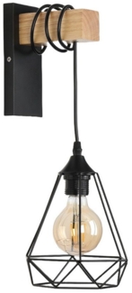 LETGOSPT Wandleuchte Wandleuchte Innen, Retro Lampe aus Stahl und Holz, E27, ohne Glühbirne, LED wechselbar, Warmweiß, Wandleuchte Innen,E27 Fassung Höhenverstellbar Industrial Pendellampe