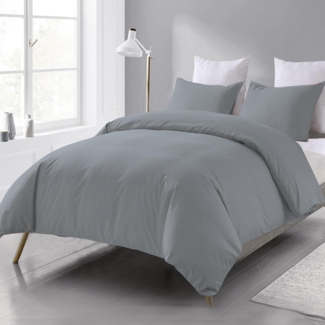 Bettwäsche 200x200 Grau Weich Mikrofaser Reißverschluss 2er Set