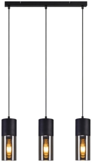 Nettlife Pendelleuchte Schwarz Esstisch E27 1/3/4 Flammig Glasschirm Hängeleuchte, LED wechselbar, Esstisch Wohnzimmer Schlafzimmer