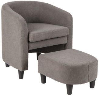 COSTWAY Ohrensessel (2-St, mit Hocker), aus Samt, Massivholz, 150kg