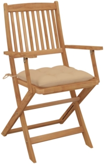 vidaXL Klappbare Gartenstühle 6 Stk. mit Kissen Massivholz Akazie 3065479
